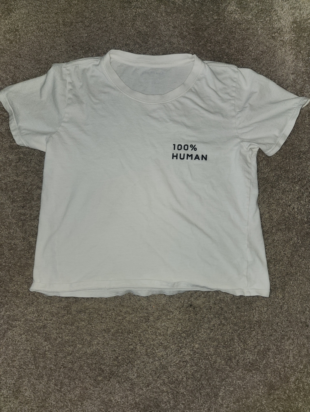 White "100% Human" Graphic Tee